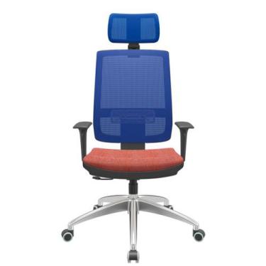 Imagem de Cadeira Office Brizza Tela Azul Com Encosto Assento Concept Rose Relax