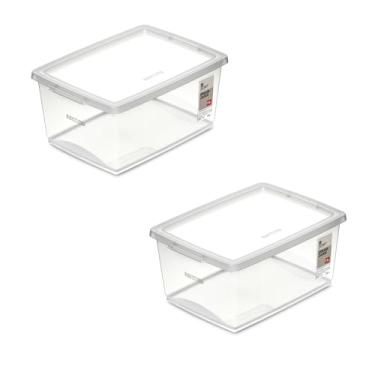 Imagem de Kit 2 Caixa Organizadora Sem Travas 7,5 L Cristal Ordene - My Closet