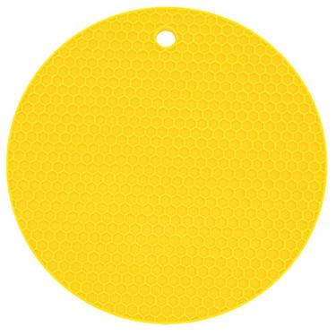 Imagem de Tapete de microondas de silicone, tapete de cozimento redondo antiaderente resistente ao calor, tapete de isolamento de silicone engrossado de grau alimentício (amarelo)