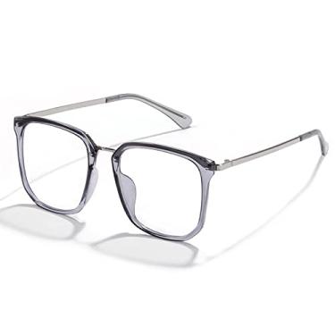 Imagem de Óculos de computador anti-bloqueio de luz azul para mulheres Óculos de jogo anti-fadiga ocular de liga para óculos para homens cinza