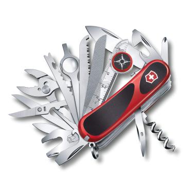 Imagem de Victorinox Canivete suíço Evolution S54 Grip, 32 funções, canivete de bolso suíço com lâmina grande, chave de fenda e bússola rotativa - vermelho/preto