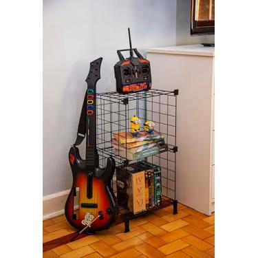 Imagem de Estante Expositor 2 Nichos Organizadores 30x30cm Multiuso Expansível Aramado (Preto)