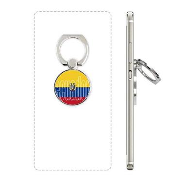 Imagem de Suporte de anel de telefone com nome da bandeira do Equador com laço ajustável