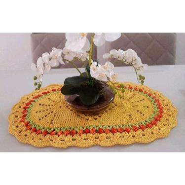 Imagem de Centro de Mesa Tulipas / Caminho de Mesa de Crochê / Toalha de Mesa Crochê Oval / Centrinho de Crochê Oval Decoração Cas