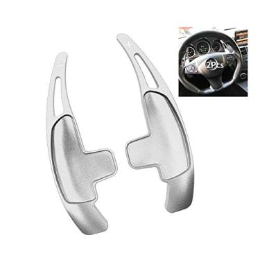 Imagem de SANRILY Extensões de câmbio de volante para Mercedes AMG 2014 C63 A45 CLA45 CLS63 GLA45 SL65 E43 SLS acessórios, kit de substituição de lâmina de câmbio de alumínio, prata