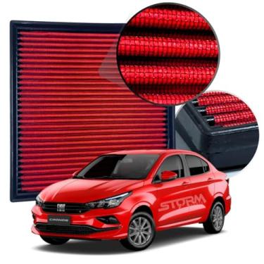 Imagem de Filtro de Ar Esportivo Compatível com Fiat Cronos Motor 1.8 16v Flex ano 2017 a 2024 PRECISION HGT DRIVE E.Torq Flex Sedan Sedã At6 Manual Automatico