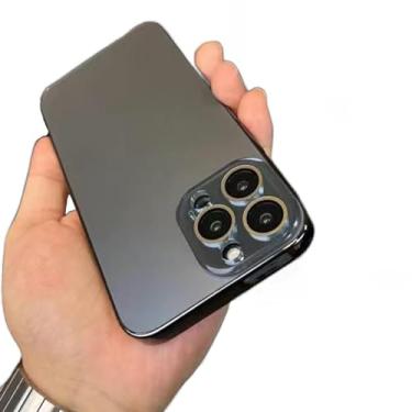 Imagem de Zureto Capa de vidro temperado de acrílico fosco galvanizado para iPhone, capa protetora ultrafina de acrílico fosco (preta, para iPhone15Plus)