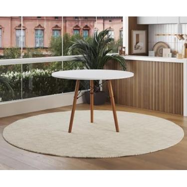 Imagem de Mesa de Jantar Eames Eiffel 3 Pés Palito Tampo de Madeira Redondo Branco 77cm