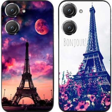 Imagem de 2 peças Torre Eiffel TPU gel silicone capa traseira para celular Asus Zenfone 8/9/10 (Asus Zenfone 10)
