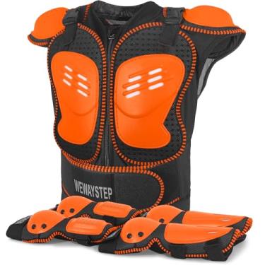Imagem de Armadura de motocicleta infantil colete colete colete protetor de coluna traseira motocross Dirt Bike equipamento protetor com cotovelo joelheira almofadas para MTV ATV ciclismo skate off-road corrida
