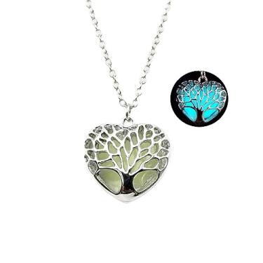 Imagem de Colar de coração grosso luminoso roxo vermelho azul verde colar com pingente de coração para mulheres e homens, joia de presente que brilha no escuro, Medium, Metal, Sem Pedra Preciosa