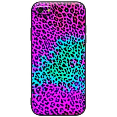 Imagem de Berkin Arts Compatível com iPhone SE 2022/2020, capa para iPhone 8/iPhone 7, capa de silicone, estampa de leopardo, roxo, estética, estética colorida