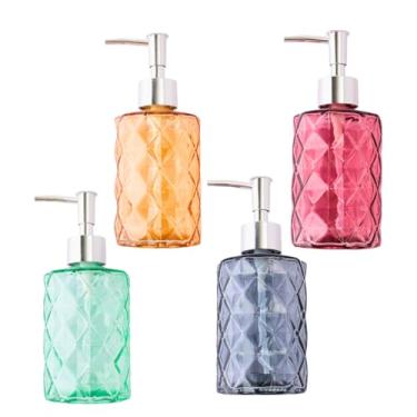 Imagem de Porta Sabonete Líquido 320ml Dispenser Saboneteira de Vidro Cristal Válvula Prata p/Banheiro Lavabo