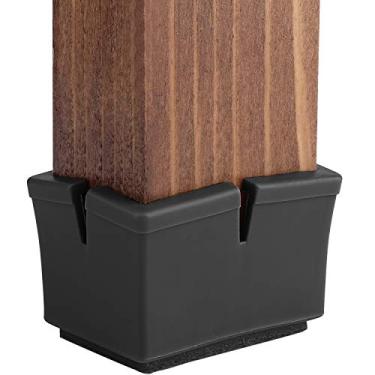 Imagem de Protetores de chão de perna de cadeira Comprimento retangular de ajuste 1-9/16" a 1-13/16" e Largura 1" a 1-3/16" Grande cadeira de cadeira Capas de silicone cadeira de mesa Protetores de pés com pastilhas de feltro - Preto (pacote com 16)