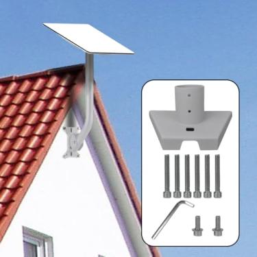 Imagem de KNUOPYT Adaptador de tubo Starlink Gen 3, kit de montagem de roteador Ethernet Starlink, suporte de poste Starlink V3 para prato padrão Starlink (prata)