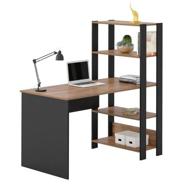 Imagem de Mesa para Computador Match com 3 Prateleiras Artely - Pinho/Preto