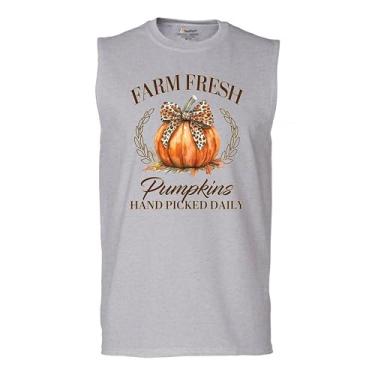 Imagem de Camiseta masculina fofa Farm Fresh Pumpkins Muscle Shirt Fall Cozy Season Corn Maze Festival Thanksgiving Turkey Day Autumn, Cinza, G