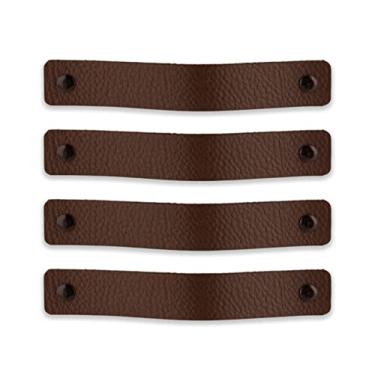 Imagem de Brute Strength - Alças de couro para móveis - Marrom - 4 peças - 20 x 2,5 cm - Maçaneta de armário, maçaneta para cozinha, banheiro, armários, cômoda, madeira