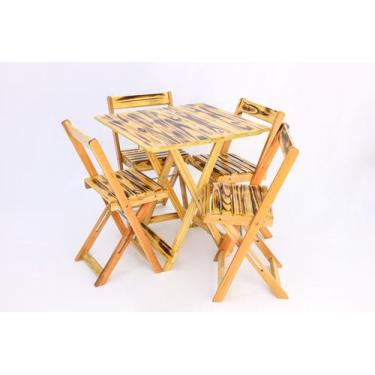 Imagem de Mesa Dobrável premium 70x70 C/ 4 Cadeiras Bar E Lazer queimada - Madei