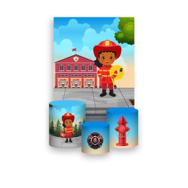 Imagem de Painel De Festa Vertical 1,50 x 2,20 + Trio De Capas Cilindro - Menina