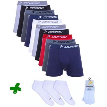 Imagem de Kit 10 Boxer Algodão + 3 Pares Meia Soquete Dorbe, P