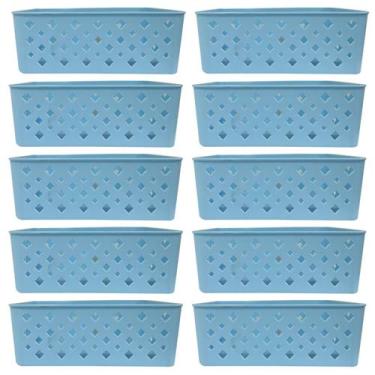 Imagem de Kit 10 Cesto Multiuso Organizador Premium Azul 123Organizei - 123 Orga