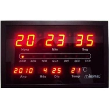 Imagem de Relógio Parede Herweg 6289 Digital Led Termometro Calendario