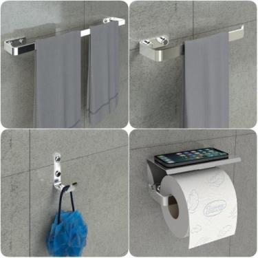 Imagem de Kit Acessórios Para Banheiro Inox e Cromado 4 Peças MAX - MetalCromo