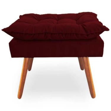 Imagem de Puff Decorativo Quadrado Opala Pés Palito Tecido Suede Marsala Kimi De