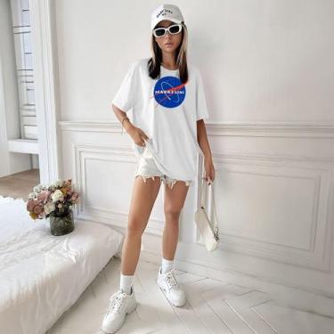 Imagem de Camisa Camiseta Feminina Estampada Nasa Marketing 100% Algodão Fio 30.