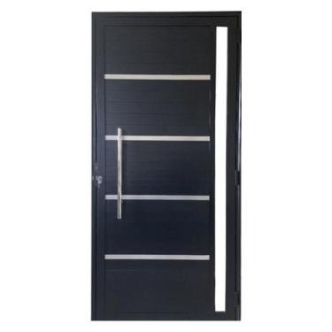 Imagem de Porta Lambril c/friso 2,10x80 lado ESQUERDO L-25 no alum. preto c/puxa