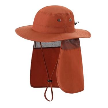 Imagem de Home Prefer UPF50 Chapéu de sol masculino com aba de pescoço secagem rápida proteção UV boné feminino aba larga chapéu de pesca pescoço aba praia jardim, Marrom, G