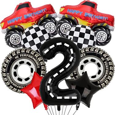 Imagem de Monster Truck Party Decorations, 9pcs Monster Truck Birthday Number Foil Balloon for Monster Truck 2nd Birthday Race Car Theme Party Supplies (2nd)
