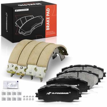 Imagem de A-Premium Conjunto de pastilhas de freio a disco de cerâmica dianteiras e traseiras compatível com modelos selecionados Toyota e Scion - Corolla 2009-2015, xD 2008-2014, 8 peças