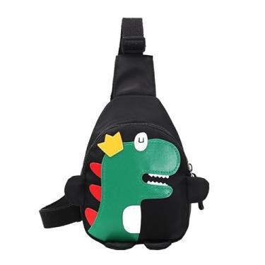 Imagem de Hiflyer Bolsa tiracolo infantil, bolsa tiracolo pequena de nylon para crianças, bolsa de viagem para crianças, bolsa tiracolo de dinossauro para crianças, Preto, Small, Dinossauro