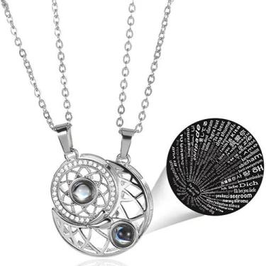 Imagem de Colar De Casal Lua E Sol Para Namorados Magnético Que Se Completam Eu 