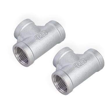 Imagem de TL TOOLEGIN Encaixe de tubulação de aço inoxidável NPT 304 de 1/5.1 cm, 3 vias, 2 peças