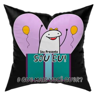 Imagem de Almofada Avulsa Cheia Flork Meme Humor com Frases e Figuras 45cm x 45cm com Refil - Presente Lembrança Casal Namorados Amizade (Seu Presente)
