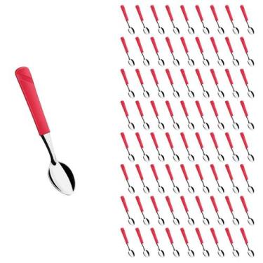 Imagem de Conjunto 72 Colher de Chá Linha Luna Vermelho Aço Inox - Taumer, Luna