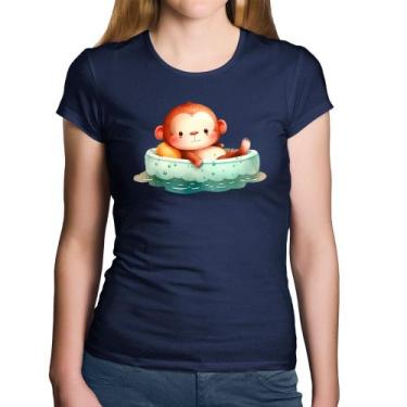 Imagem de Baby Look Algodão Ursinho Bebê Na Piscina  - Foca na Moda, Marinho, G