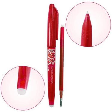 Imagem de Caneta Mágica Vermelha Tecido Papel Apaga Com Calor + Refil - De Acord