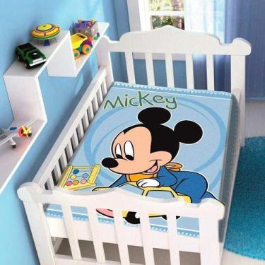 Imagem de Cobertor Raschel Disney Baby Bebe Jolitex Mickey Divertido, Azul-aço, 