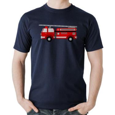 Imagem de Camiseta Algodão Caminhão de Bombeiro - Foca na Moda, Marinho, GG