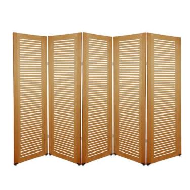 Imagem de Biombo Ripado 5 Folhas c/ 10 Pezinhos - ComercialMasul