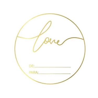 Imagem de Adesivo "Love - De/para" - Ref.2021 - Hot Stamping - Dourado - 50 unid