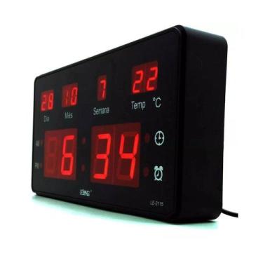 Imagem de Relógio de Parede Led Digital LE-2114 Lelong Temperatura Calendário Al