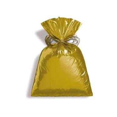 Imagem de Saco para Presente Metalizado - Dourado - Cromus - Rizzo, 15x44cm, 50 