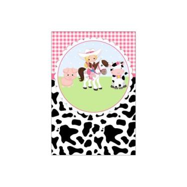 Imagem de Painel De Festa Vertical 1,50 x 2,20 -  Vaqueira Loira com Animais 052