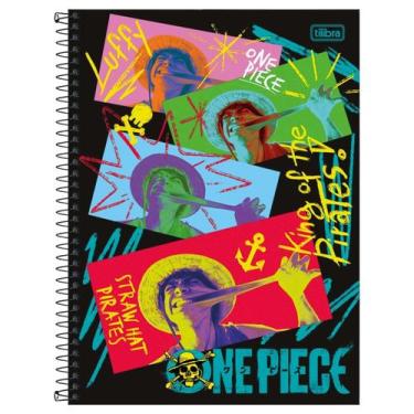 Imagem de Caderno One Piece Pirata Capa Dura Espiral 1 Matéria Escolar, Preto