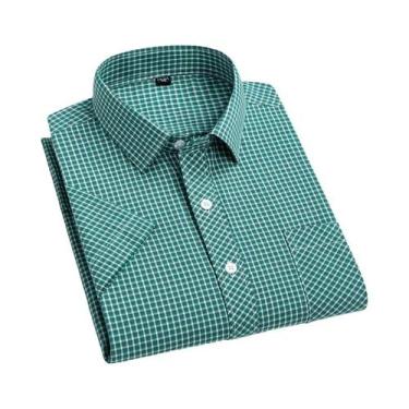 Imagem de Camisa Xadrez Masculina Plus Size 6XL - Manga Curta 100% Algodão - Pri